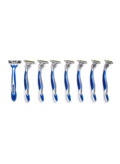 8-Piece ,Blue3 Comfort Razor Set ,Blue/Silver