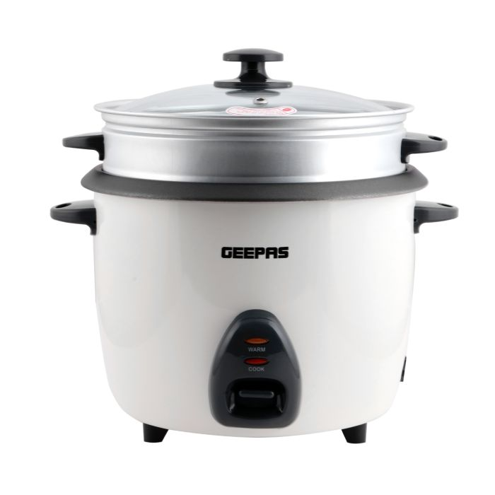 Geepas GRC4326 2.2L Electric Rice Cooker -Cook/Warm/Steam, High-Temperature Protection - Make Rice & Steam Healthy Food & Vegetables | 2 Year Warranty