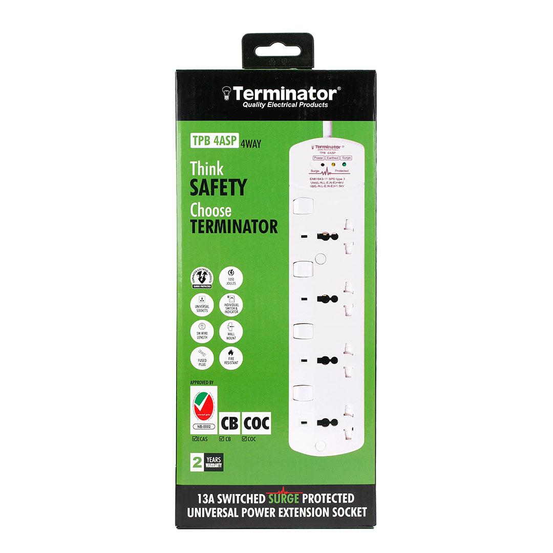 4 Way Universal Power Extension Socket With 3 LED Surge Protection Individual Switches & Indicators 5M 13A