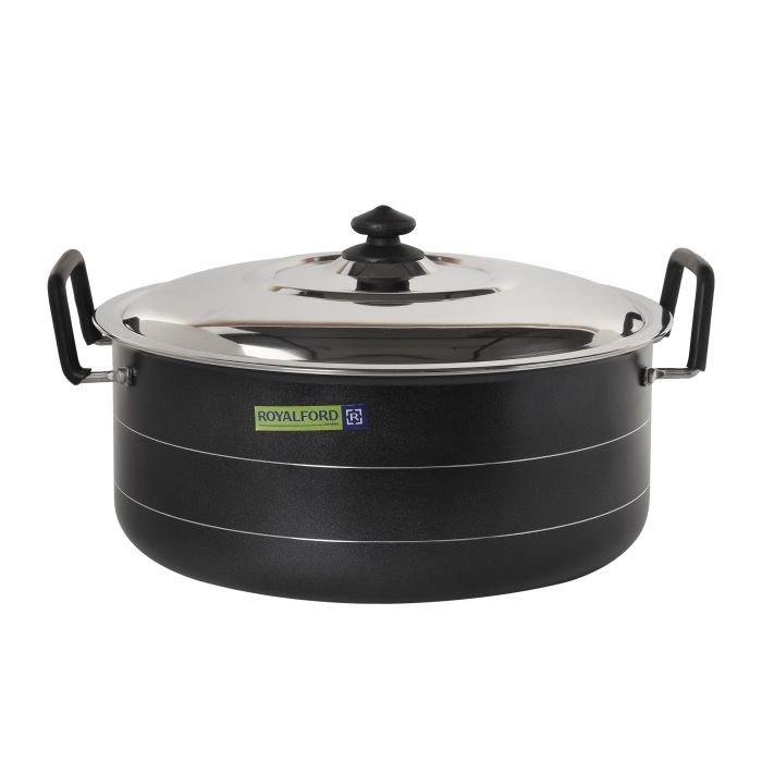 41cm Non-Stick Biriyani Pot With Stainless Steel Lid, RF10009 | 3-Layer Construction | Strong, Cool Touch Handle & Knob | Non-Stick Pot | Hammer -Tone Coated Heat Resistant Exterior