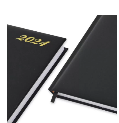 FIS Bonded Leather Diary 2024 (English) Black, A4 - FSDI40EBW24BK