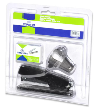 FIS Long Arm Stapler with Non-Slip Rubber Base Pad, (L)390 X (W)45 X (H)60 mm Size, Metal Body, Black Colour - FSSF037