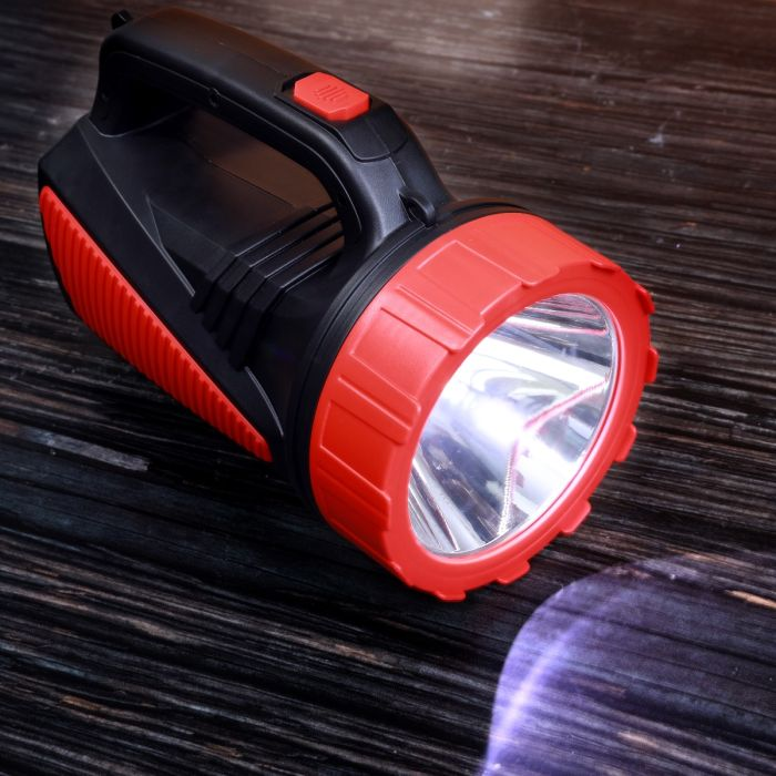 Geepas GSL5564 Rechargeable LED Emergency Searchlight - Handheld Portable Spotlight - Camping Torch - 16 Hours Working (Low Light) With Portable Handle - Outdoor LED Flashlight For Emergency Power Cut