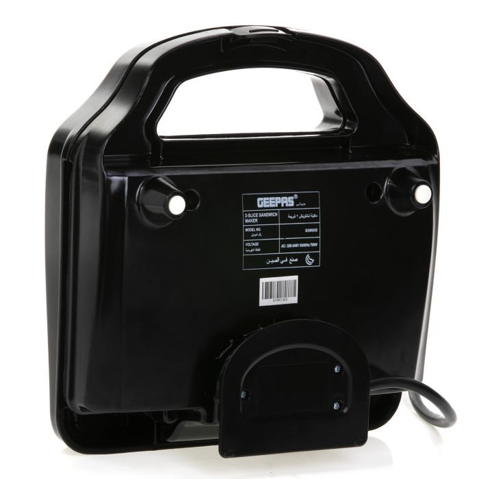 Geepas GSM36502UK 700W 2 Slice Sandwich Maker - Cooks Delicious Crispy Sandwiches - Cool Touch Handle, Automatic Temperature Control And Non-Stick Plate - Breakfast Sandwiches & Cheese Snack | 2 Years