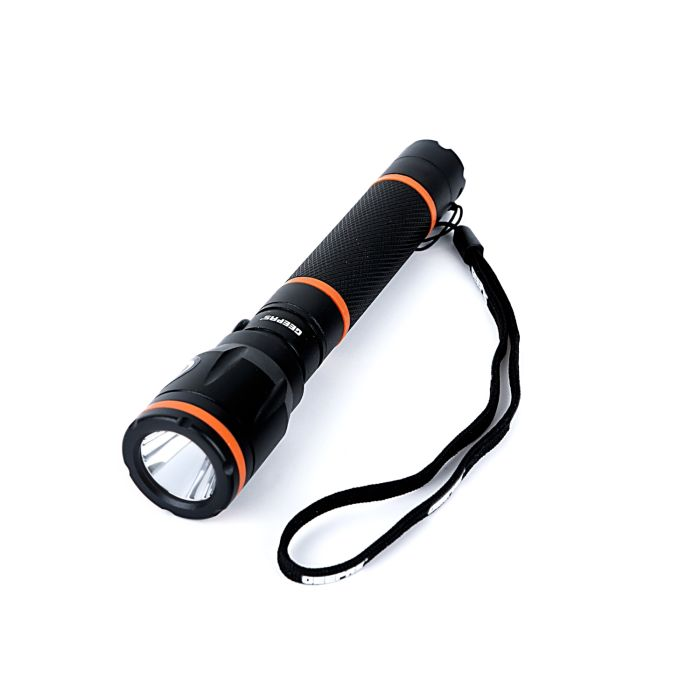 Geepas Rechargeable LED Flashlight | Waterproof Hyper Bright 3W CREE LED Torch Light | Built-In 2*A 950mAh Ni-CD Battery | 150 Lumens 1000M Distance Range | Powerful Torch For Outdoor Activities