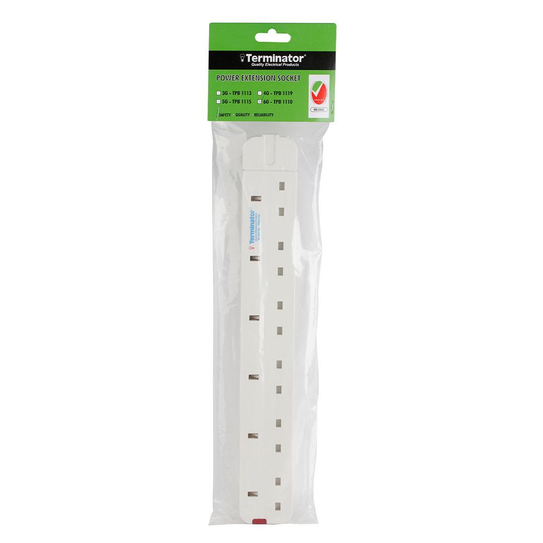 6 Way UK Power Extension Socket Without Cable
