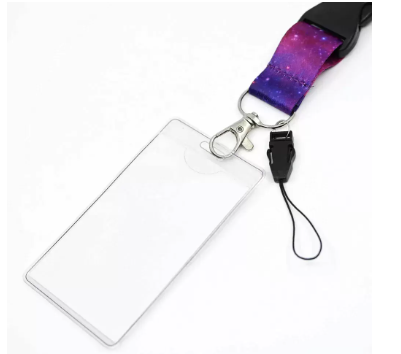 FIS Bag of 1 Fancy Lanyard With Metal Hook Width:2.5CM, Length:90CM with Transperent Name Badge 62x102 MM Purple/Pink Color -FSNAF4-1