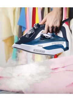 Steam Iron with Ceramic Soleplate/Anti-Drip/Anti-Calc/Auto Shut-Off/Self Clean Function 380 ml 2400 W X2150-B5 Blue/White