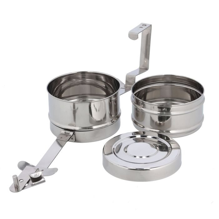 2 Layer Bombay Tiffin, Stainless Steel, RF10557 - Tiffin Box For Office Use, Student, Women, Men, Girls, Traditional Tiffin Boxes