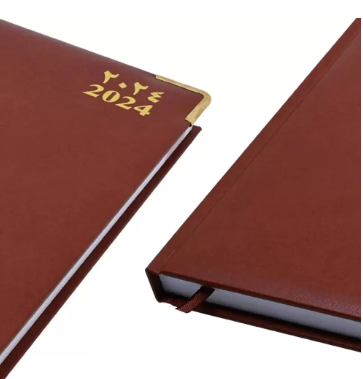 FIS Agenda Diary 2024 (Arabic/English) 1-Side Padded, Gold Corners, Brown - FSDI75AEVG24BR