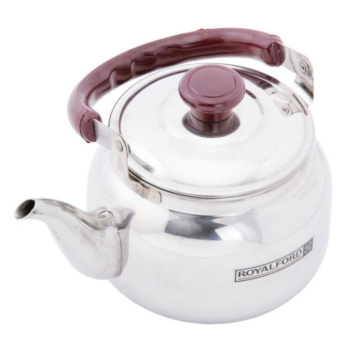 Royalford RF6986 Stainless Steel Stove Top Tea Kettle, 2L | Large Capacity Stainless Steel Stove-Top Tea Pot - Tea Coffee Pot Ideal For Home Office & Hotel - Compact & Stylish Design With Heat Resista