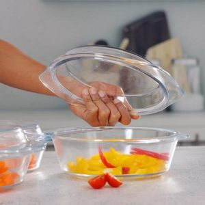 Royalford 3Pcs Glass Casserole Set - Glass - Clear - 700ML ,1000 ML ,1500 ML