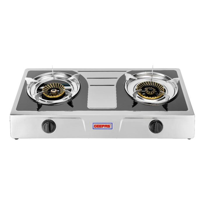Geepas 2-Burner Gas Hob/Cooker - Attractive Design, Gas Range 2-Burner Stove Cooktop, Auto Ignition, Outdoor Grill, Camping Stoves| Stainless Steel Body | Compatible For Gas