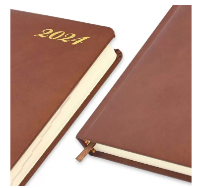 FIS 2024 International Golden A5 7-Languages Bonded Leather Diary Brown - FSDI136-7BG24BR