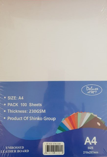 Deluxe 230GSM 100-Piece A4 Embossed Binding Sheet - White