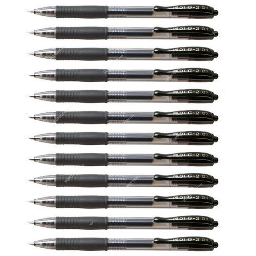 Pilot Retractable Gel Pen, BL-G2-7-B, 0.7MM, Black, PK12