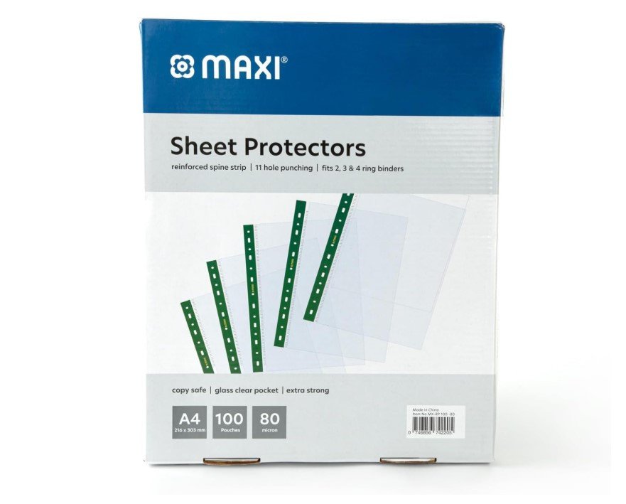 Maxi 80 Micron A4 Sheet Pocket Clear Pack of 100