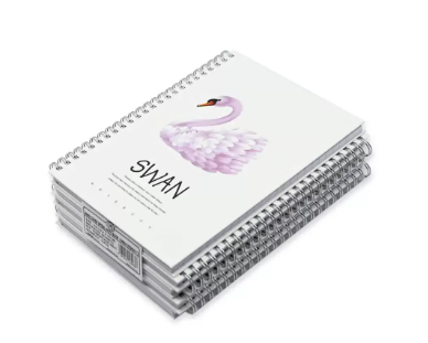 FIS Pack Of 5 Spiral Hard Cover Notebook, 96 Sheets A5 Swan Design 1 -FSNBSHCA596-SWA1