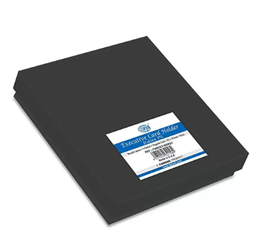 FIS Executive Card Holder Italian PU Padded Cover, Black Color, 88 x 108 mm, 6 Pockets & Gift Box - FSNCEX16BKD1