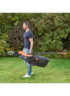 Lawn Mower, With Bike Handle, Orange/Black