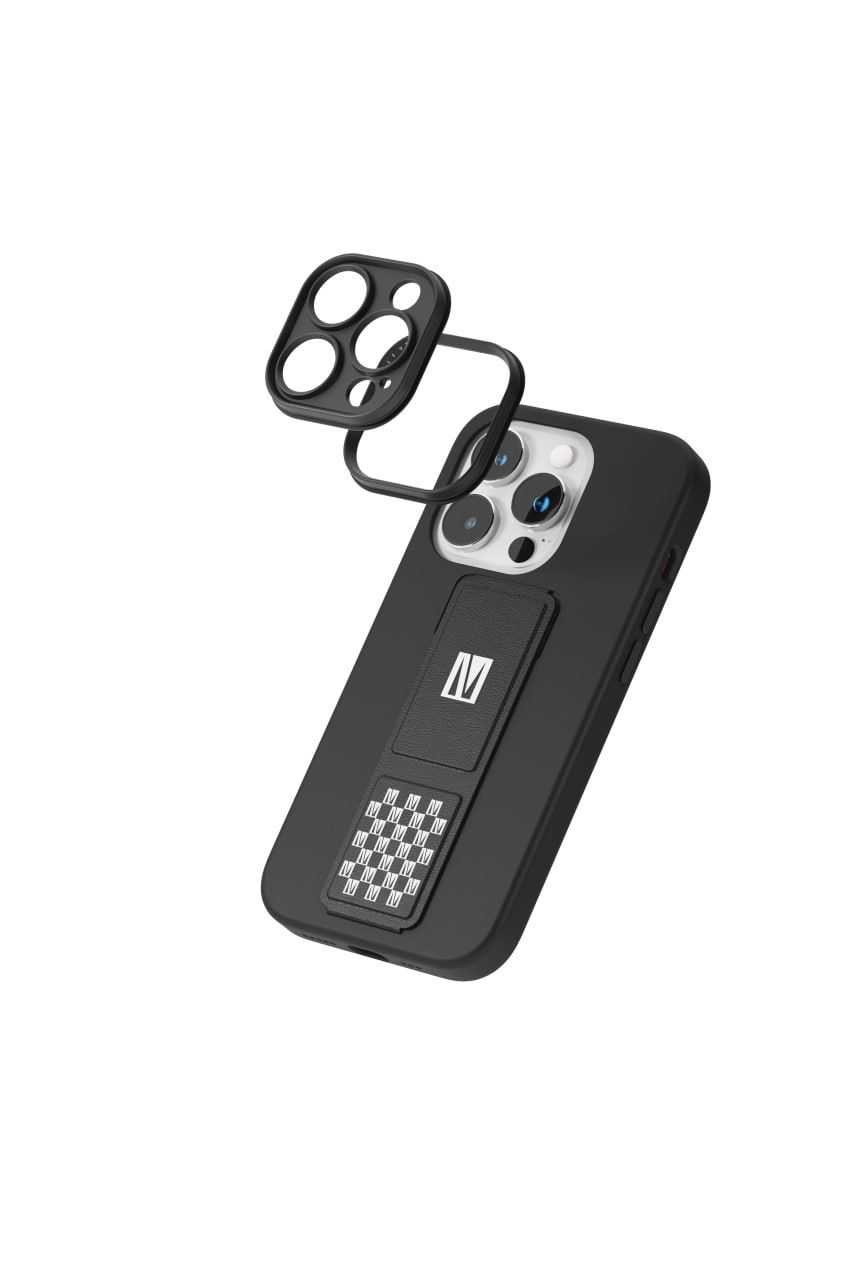 Levelo Morphix Silicone Case with Leather Grip Stand for iPhone 14 Pro - Assorted colour