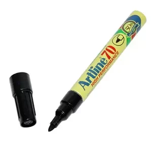 Artline 70 Permanent Marker Black Color With Bullet Nib 1.5 Mm, Pack Of 12 Pieces, Acrylic Fibre Tip - Armk70xfbk