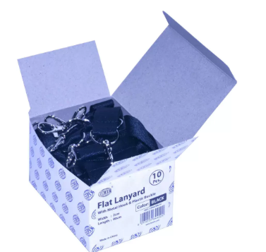 10-Piece FIS Lanyard Black with Metal Hook & Plastic Buckle, 2X90cm - FSNAPBK/10