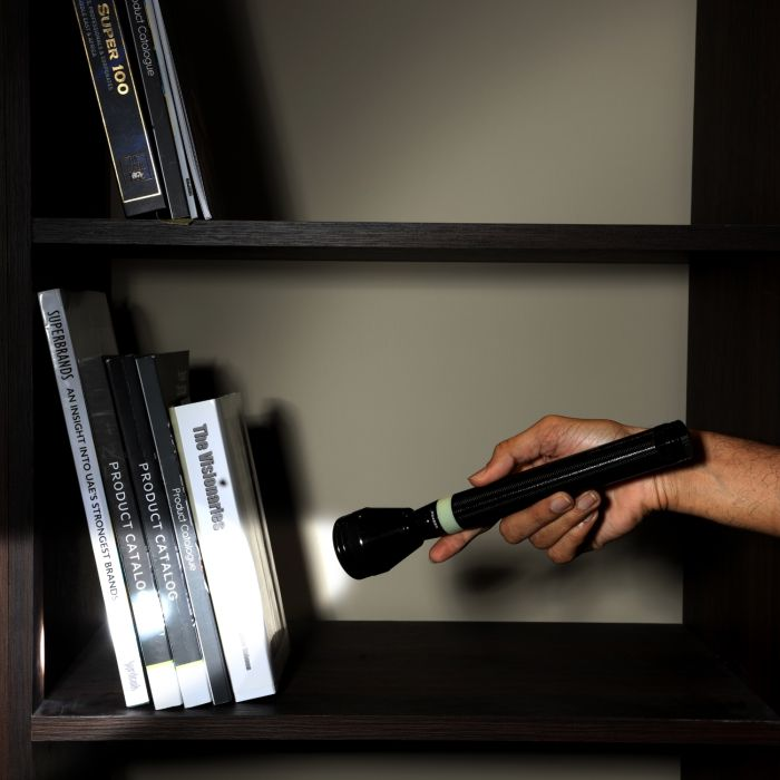 Geepas 3 IN 1 Family Pack Rechargeable Led Flashlight - Hyper Bright White 2000 Meters Range Portable Torch High Beam LED Flashlight| Water Proof Pocket Flashlight With Charger & Battery