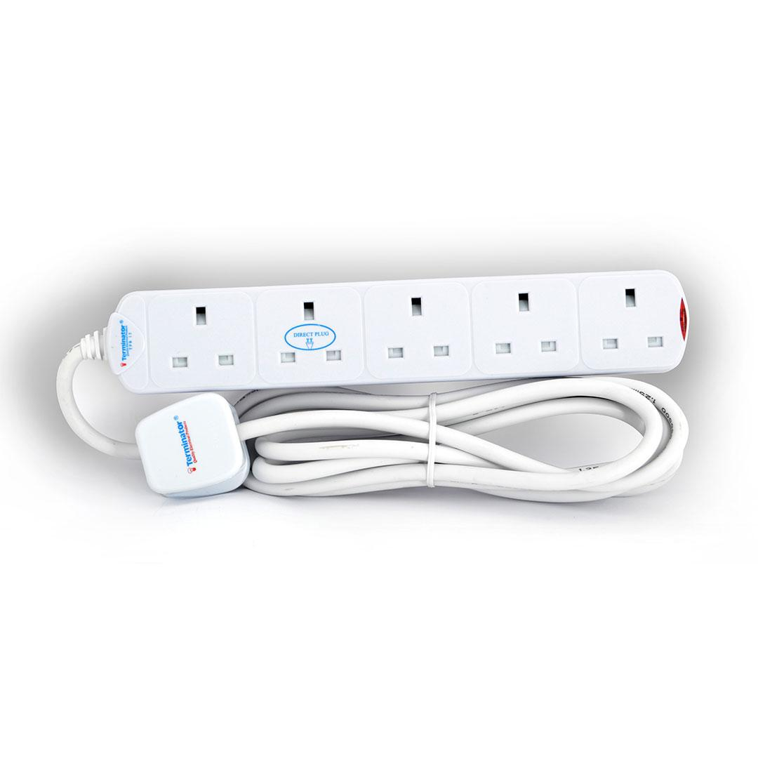 5 Way UK Power Extension Socket 3M Cable 13A