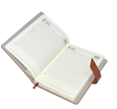 Fis 2023 A5 Diary English Vinyl Hard Sewn Cover Dark Brown -FSDI80E23DBR