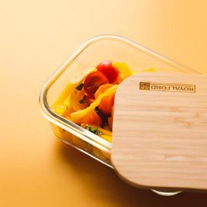 Royalford Rectangular Glass Food Container - Glass - Clear - 370 ML