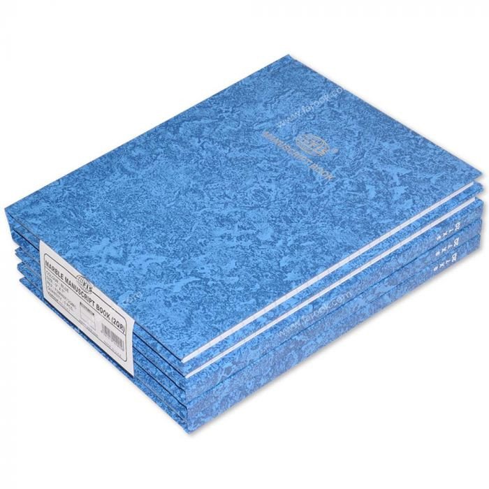 5-Piece FIS Manuscript Book 9X7 Inch, 2Quire 8mm Single Ruled Marble Blue Cover - FSMN9X72QMC