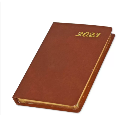 Fis 2023 Golden Pocket Diary English Soft Cover Bonded Leather Brown -FSDI10EGB23BR