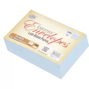 FIS Pack of 50 Execuutive Envelopes, 100 GSM, Size 59 X 90.5mm, Glued, Color Blue