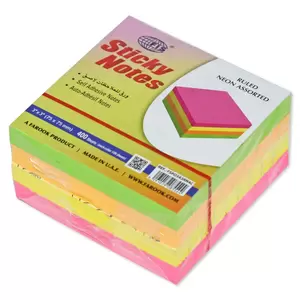 FIS Sticky Note Pad, 3X3 inches, Pack of 4, Ruled, 4 Assorted Neon Color -FSPO3X3RN4C