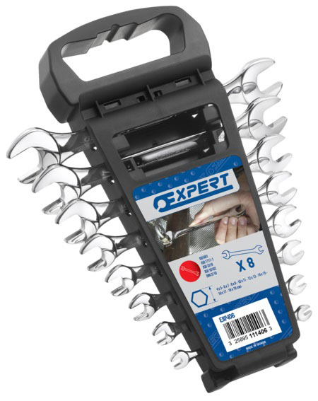 EXPERT E111406 METRIC OPEN END SPANNER SET + RACK 8 PCS 4-19MM
