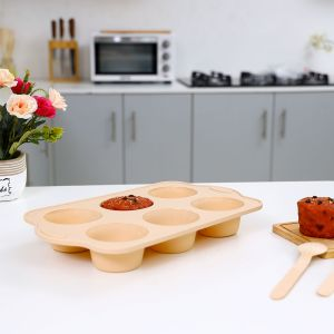 Royalford Premium Non Stick Muffin Tray - Aluminium - Beige - RF9801