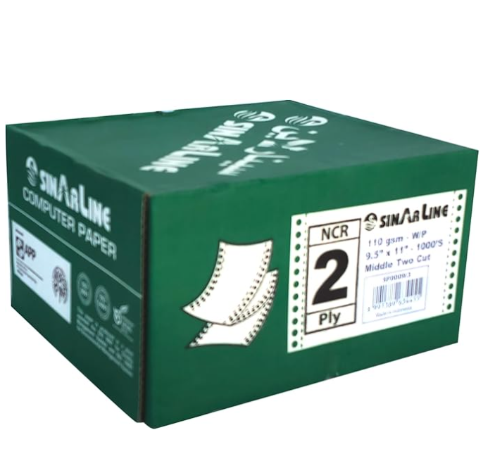 Sinarline 9.5''X11'' Computer Paper A4 2Ply Middle Two Cut 1000 Sheets