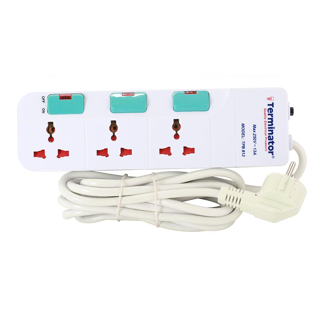 3 Way Universal Power Extension Socket 3M Cable