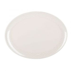 Royalford Melamine Oval Plate - Melamine - White - 16 INCH
