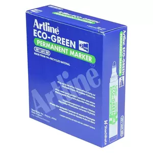 Artline Eco-Green Permanent Markers 2.0mm-5.0mm, Pack of 12 Pcs, Red Color, Polyester Fibre Tip, Chisel Style - ARMKEK-199RE