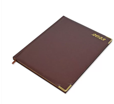 FIS Golden Executive Diary 2023 English/French (1-Week at a glance) Vinyl, Cover Chocolate - FSDI32EG23CH