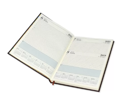 FIS A4 Diary 2023 English (Saturday & Sunday Combined) Dark Brown - FSDI48EP23DBR