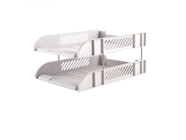 DELI 2 Tier Plastic Document Tray Grey