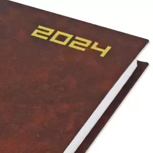 Fis 2024 A5 Diary,Vinyl, English Hard Cover Brown -FSDI21E24BR