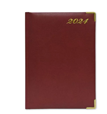 Fis 2024 A5 Diary,Gold Corners,English Vinyl 1Side Padded Maroon -FSDI22E24MR