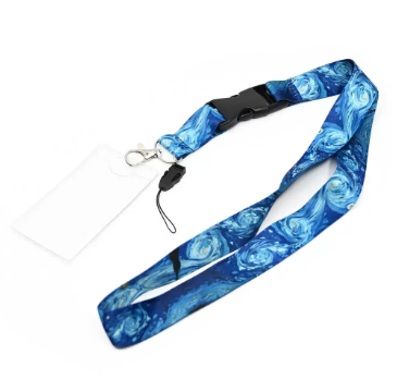 FIS Bag of 1 Fancy Lanyard With Metal Hook Width:2.5CM, Length:90CM with Transperent Name Badge 62x102 MM Deep sea Blue Color -FSNAF3-1