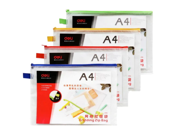Deli Gridding Zip Bag, A4, Assorted Colors
