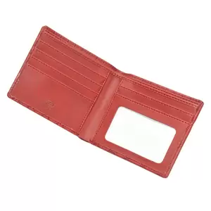 FIS Italian PU Bifold Design Wallets Polyurethane For Men, ID Card Window, 6 Card Slots, 2 Sideways Pockets, Divided Bill Compartments, Maroon Colour, Closed Size 100 x 105 mm - FSPQMRD1