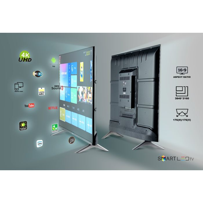 Geepas 50" Android Smart LED TV – Slim Led, 3.5mm, 2 HDMI & 2 Hi-High USB Ports | Wi-Fi, Android 8.0 With E-Share & Mirror Cast | Comes Application Like YouTube, Netflix, Amazon Prime | 1 Year Warrant